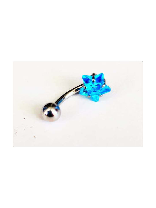 Belly button earring light blue star, surgical steel