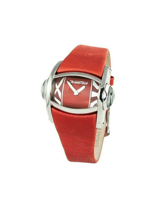 Chronotech Watch Battery with Red Leather Strap CT7681M-04