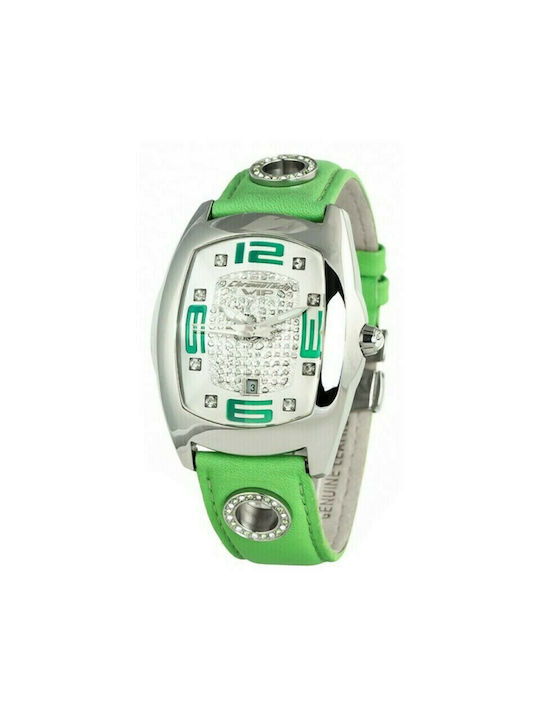 Chronotech Watch Battery with Green Leather Strap CT7818M-02S