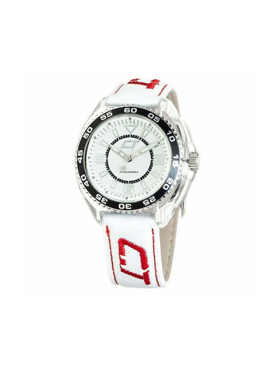 Chronotech Watch Battery with White Leather Strap CC6280L-04