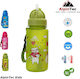 Alpin Kids Sticlă pentru Copii Plastic cu Pai Green 400ml