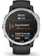 Garmin Fenix 6S Solar Stainless Steel 42mm Αδιάβροχο Smartwatch με Παλμογράφο (Silver with Black Band)