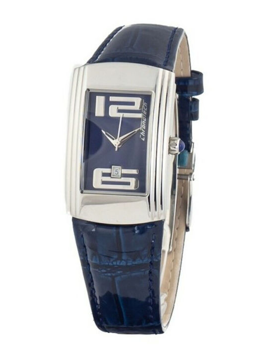 Chronotech Damen Uhr mit Blau Lederarmband