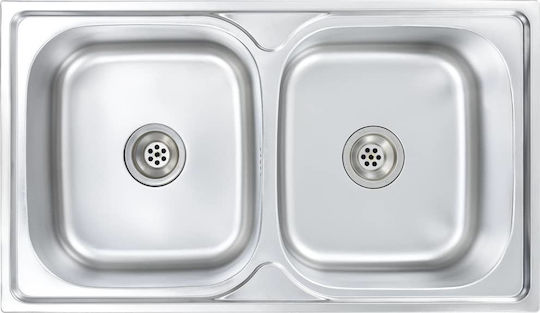vidaXL Ένθετος Νεροχύτης Inox Σατινέ Μ84xΠ48cm Ασημί