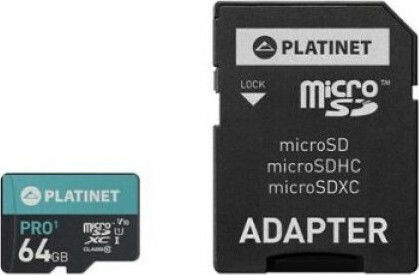Platinet Pro1 microSDXC 64GB U1 V10 UHS-I 70MB/s με αντάπτορα