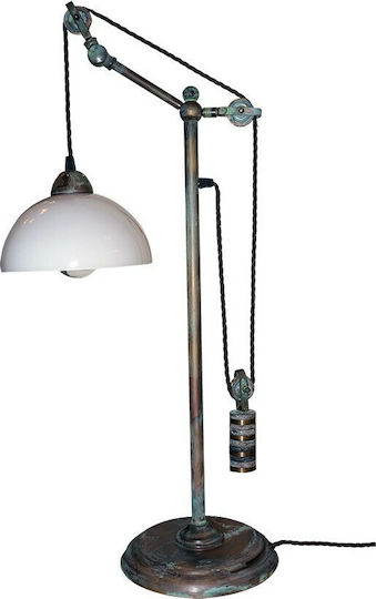 DITS Lighting Dits Lighting Метална Винтидж Настолна лампа с Бял Абажур и Бронзова Основа