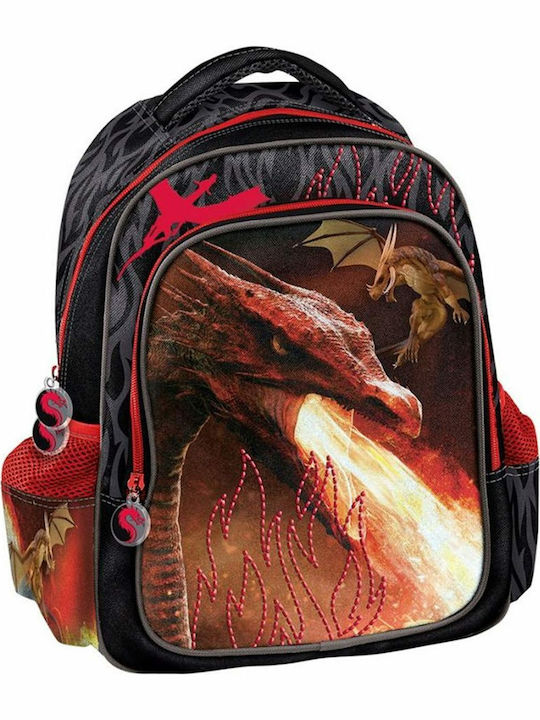 Graffiti Dragon School Bag Backpack Kindergarten in Red color