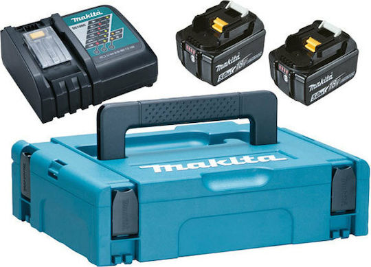 Makita Set 2 Werkzeugbatterien Lithium 18V Kapazität 5Ah mit Ladegerät DC18RC