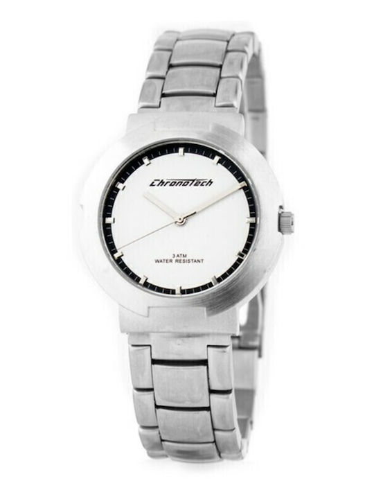 Chronotech Γυναικείο Ρολόι 35mm Μπαταρίας με Ασημί Μεταλλικό Μπρασελέ