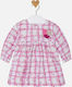 Mayoral Kids Dress Checked Long Sleeve Fuchsia