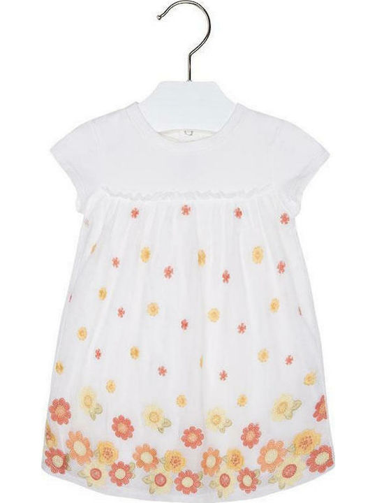 Mayoral Kids Dress Floral Sleeveless White