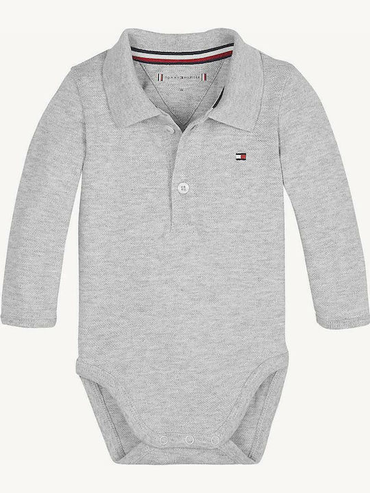 Tommy Hilfiger Body pentru Bebeluși Mânecă lungă Gri