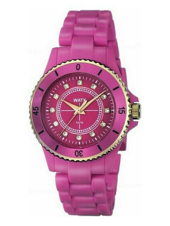 WATX & CO Women's Watch with Pink Rubber Strap