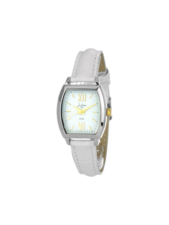 Justina Watch with White Leather Strap 21993B