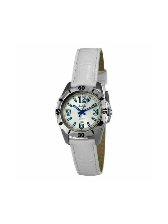 Justina Watch with White Leather Strap 21983