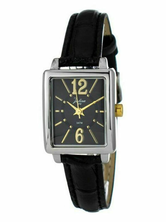 Justina Women's Watch with Black Leather Strap