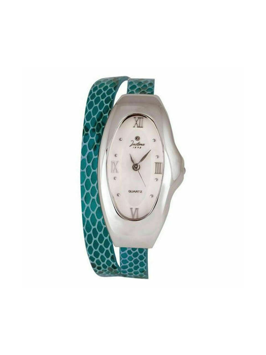 Justina Uhr mit Blau Lederarmband 21659