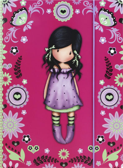 Santoro Folder Prespan with Rubber Band and Ears for Paper A4 Pink You Brought Me Love