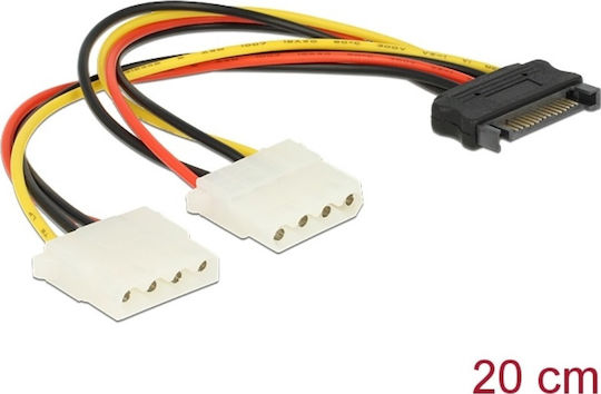 DeLock 15-Pin Sata - 4-Pin Molex Cable 0.2m Πολύχρωμο 65159