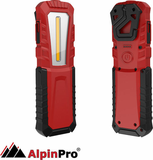 AlpinPro Rechargeable Workshop Light LED IPX4 with Brightness up to 420lm Worker+ Κόκκινο