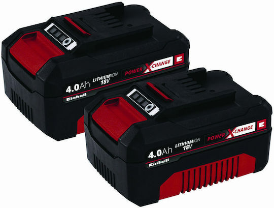 Einhell Σετ 2 Μπαταριών Εργαλείου Λιθίου 18V με Χωρητικότητα 4Ah