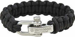 Pentagon Survival Bracelet Bandă Supraviețuire cu Frânghie Negru K25043-01