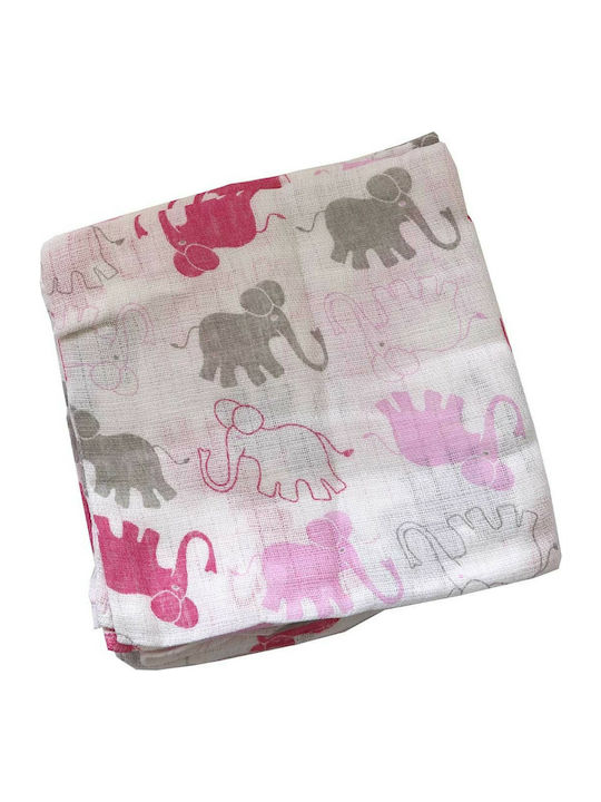 Makoma 1000Η Pink Elephant Piqué-Swaddle-Tuch 80x80cm. 1Stück
