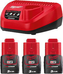 Milwaukee Batteriesatz mit Ladegerät 12V M12 NRG-202