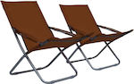 vidaXL Chair Beach Aluminium Brown Set of 2pcs