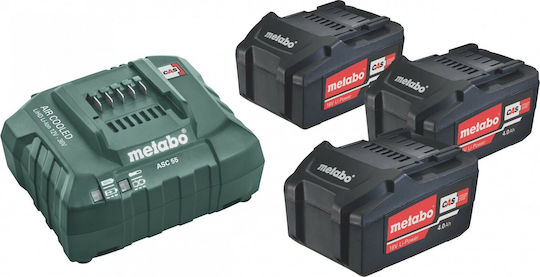 Metabo Set 3 Baterii Unelte Litiu 18V Capacitate 4Ah cu Încărcător