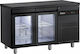 Inomak Edelstahl Kühltisch 270Es mit 2 Glas Türen und Kühlaggregat 0/+10°C L134.5xB70xH87.5cm
