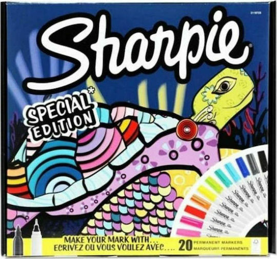 Sharpie Turtle Μαρκαδόροι Ζωγραφικής 0.9mm Λεπτοί, Neon Σετ 20 χρώματα