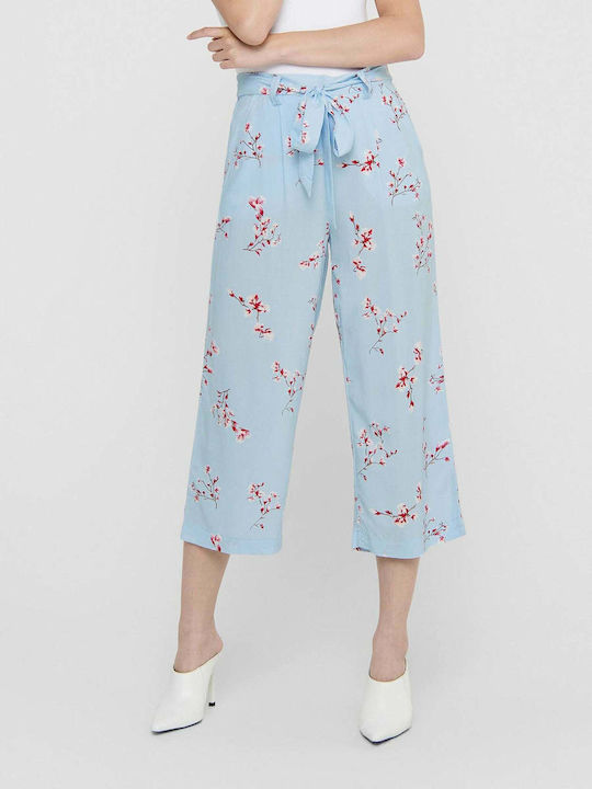 Only Women's High-waisted Fabric Trousers Floral Cashmere Blue