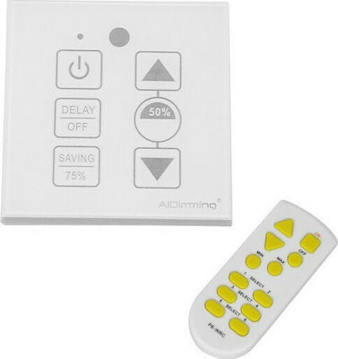 GloboStar Wireless Dimmer Touch Controller With Remote Control Wall Mounted Dimmer 220 Volt 200 Watt Trailing Edge Λευκό 50044