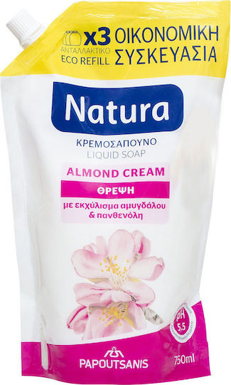 Papoutsanis Natura Almond Refill Liquid Soap with Panthenol & Almond 750ml
