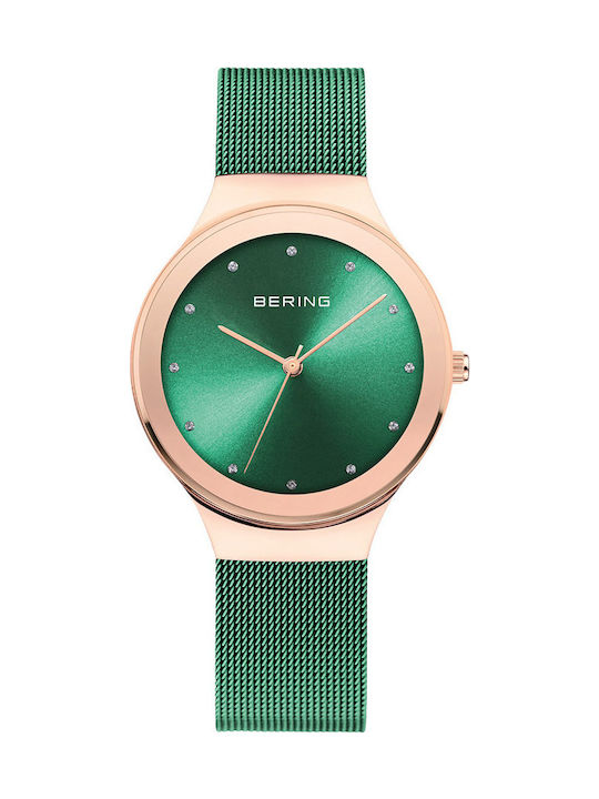 Bering Time Uhr mit Grün Metallarmband 12934-868