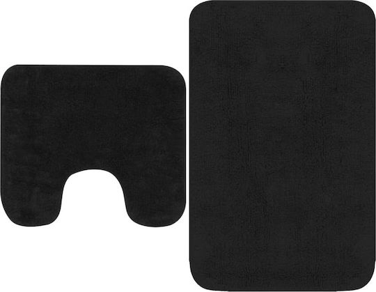 vidaXL Non-Slip Bath Mats Set Cotton Toilet 133229 Black 2pcs