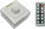 Adeleq Wall Mounted LED Complete Dimmer Switch Rotary White για Ταινία Μονόχρωμη Χειροκίνητο και Τηλεχειριζόμενο 12V 8A 96W 24V 8A 192W 30-332