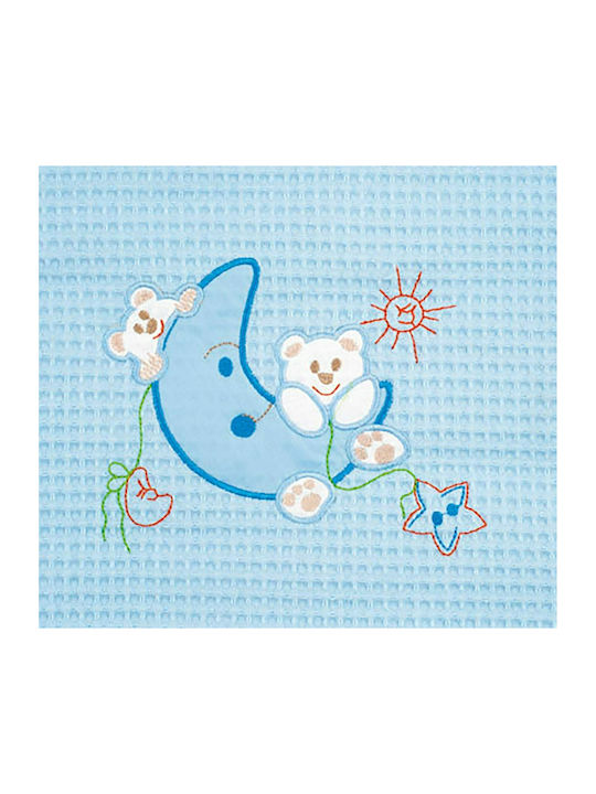 Adam Home Blanket Cot Moon Waffle Light Blue 110x140cm