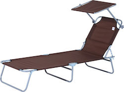 Outsunny Foldable Metallic Beach Sunbed Brown with Shader 187x58x27cm 84B-001BN