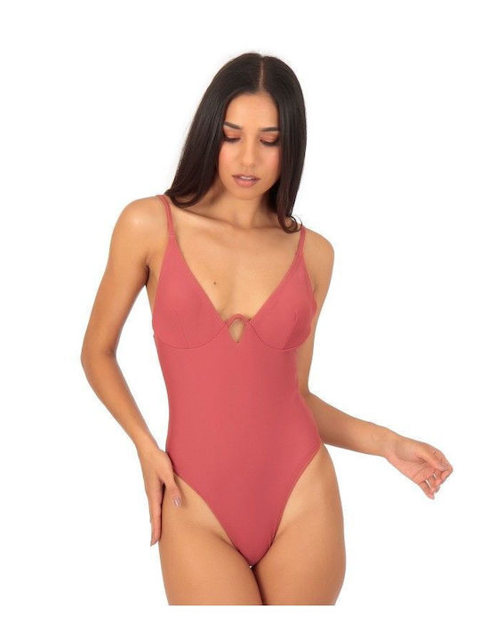 Dark Pink One-piece Swimsuit Pink