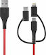 BlitzWolf BW-MT4 Редовна USB към Lightning / Type-C / micro USB Кабел 3Спецификация Червен 0.91м