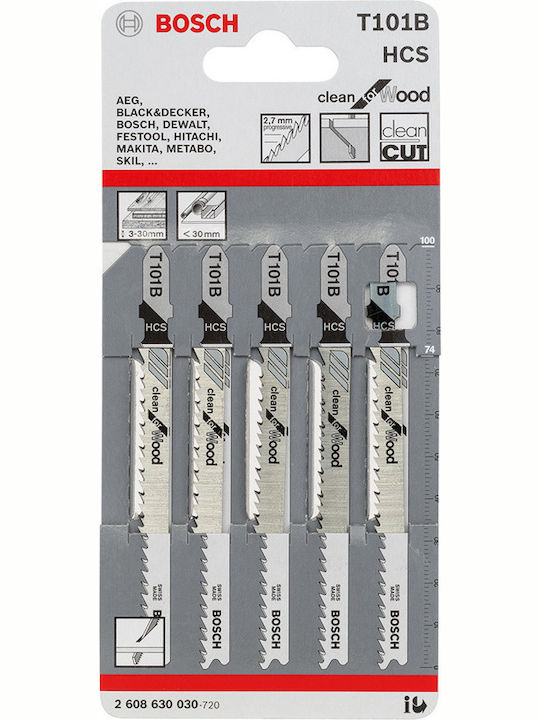 Bosch T101B Λάμες Clean for Wood για Ξύλο 5τμχ