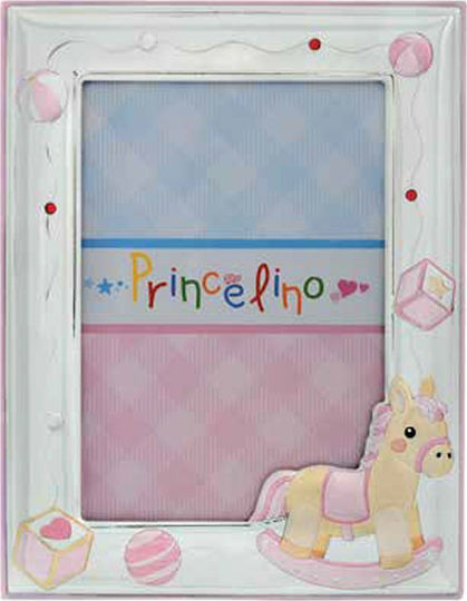 Prince Silvero Pferdchen Kinder Fotorahmen Silber Rosa 9x13cm