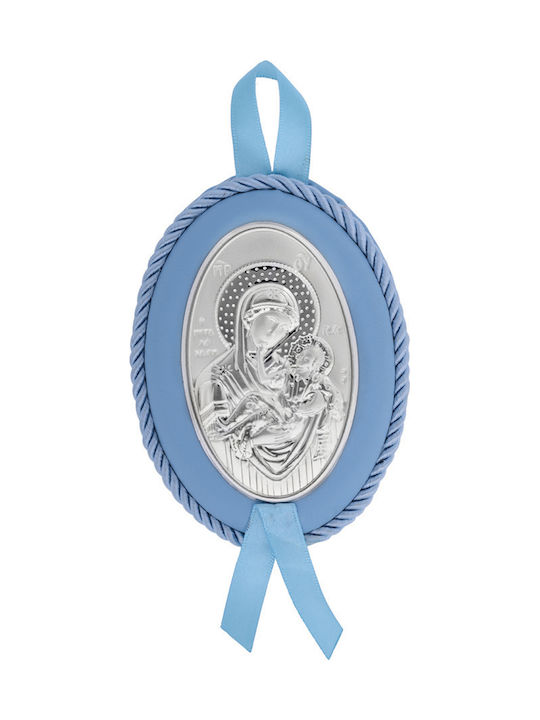 Prince Silvero Saint Icon with the Virgin Mary Silver Prince Silvero Saint Icon with the Virgin Mary Silver