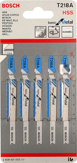 Bosch T218A Jig Saw Blade for Metal 92mm Basic for Metal 5pcs 2608631032
