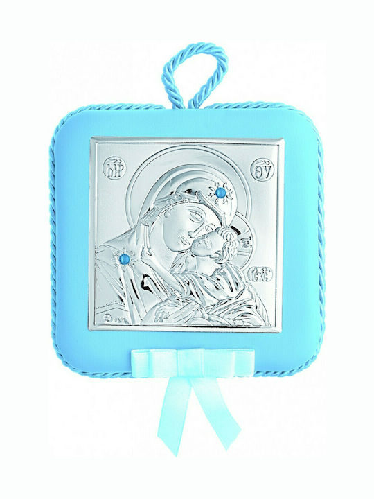 Prince Silvero Divine Infant Saint Icon Kids Talisman with the Virgin Mary made of Silver MA-DM605-LC