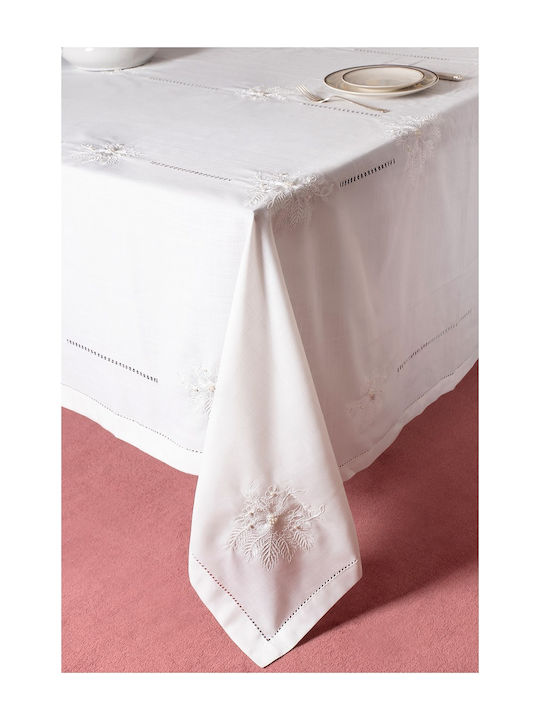 Silk Fashion Față de masă cu Broderie 4006 Alb 140x180buc