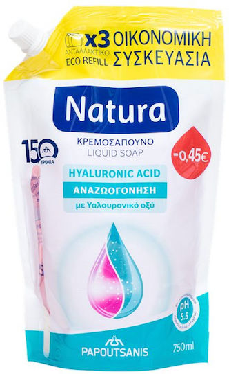 Papoutsanis Natura Hyaluronic Acid Refill Κρεμοσάπουνο 750ml