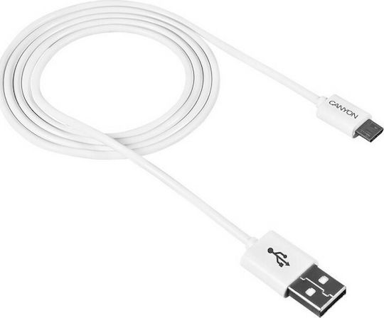 Canyon Regular USB 2.0 to micro USB Cable Λευκό 1m (CNE-USBM1W)